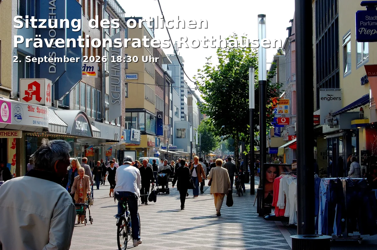 Event: Sitzung des örtlichen Präventionsrates Rotthausen in AWO Quartierszentrum, Schonnebecker Straße 25, 45884 Gelsenkirchen on 2. September 2026