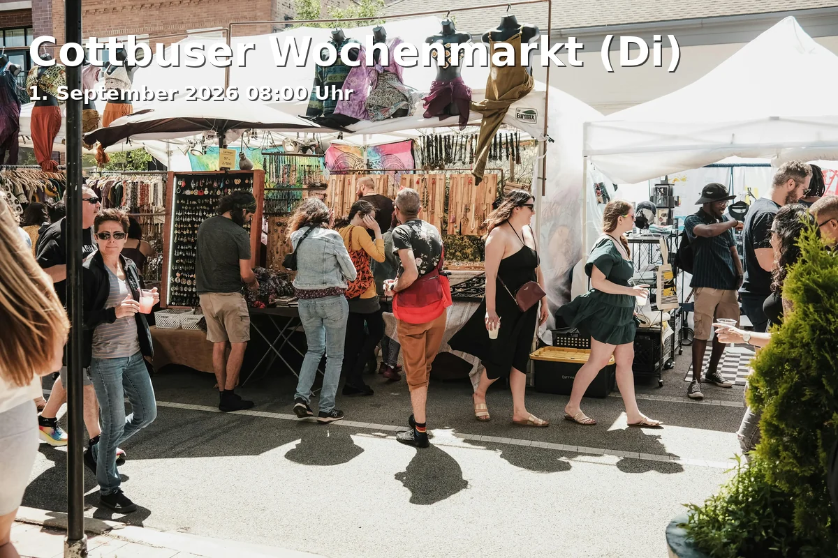 Event: Cottbuser Wochenmarkt (Di) in Oberkirchplatz, 03046 Cottbus on 1. September 2026