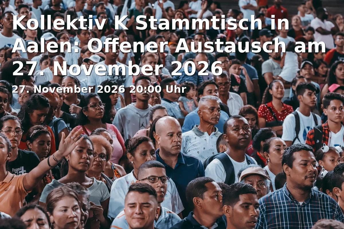 Event: Kollektiv K Stammtisch in Aalen: Offener Austausch am 27. November 2026 in Kollektiv K, Bahnhofstraße 44, 73430 Aalen on 27. November 2026