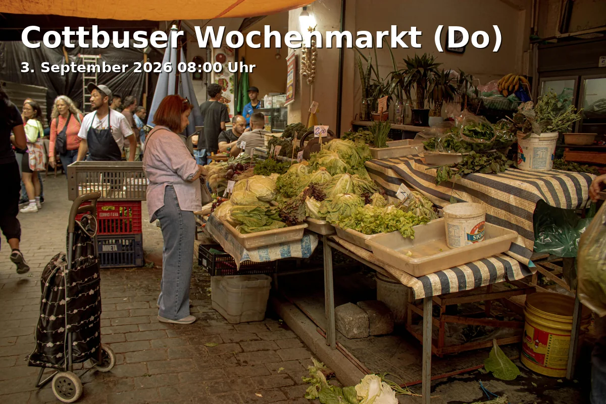 Event: Cottbuser Wochenmarkt (Do) in Spremberger Straße, 03046 Cottbus on 3. September 2026