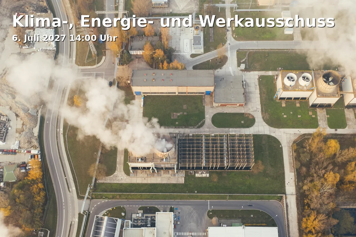 Event: Klima-, Energie- und Werkausschuss in Landratsamt Neu-Ulm, Sitzungssaal 400, Kantstraße 8, 89231 Neu-Ulm on 6. Juli 2027