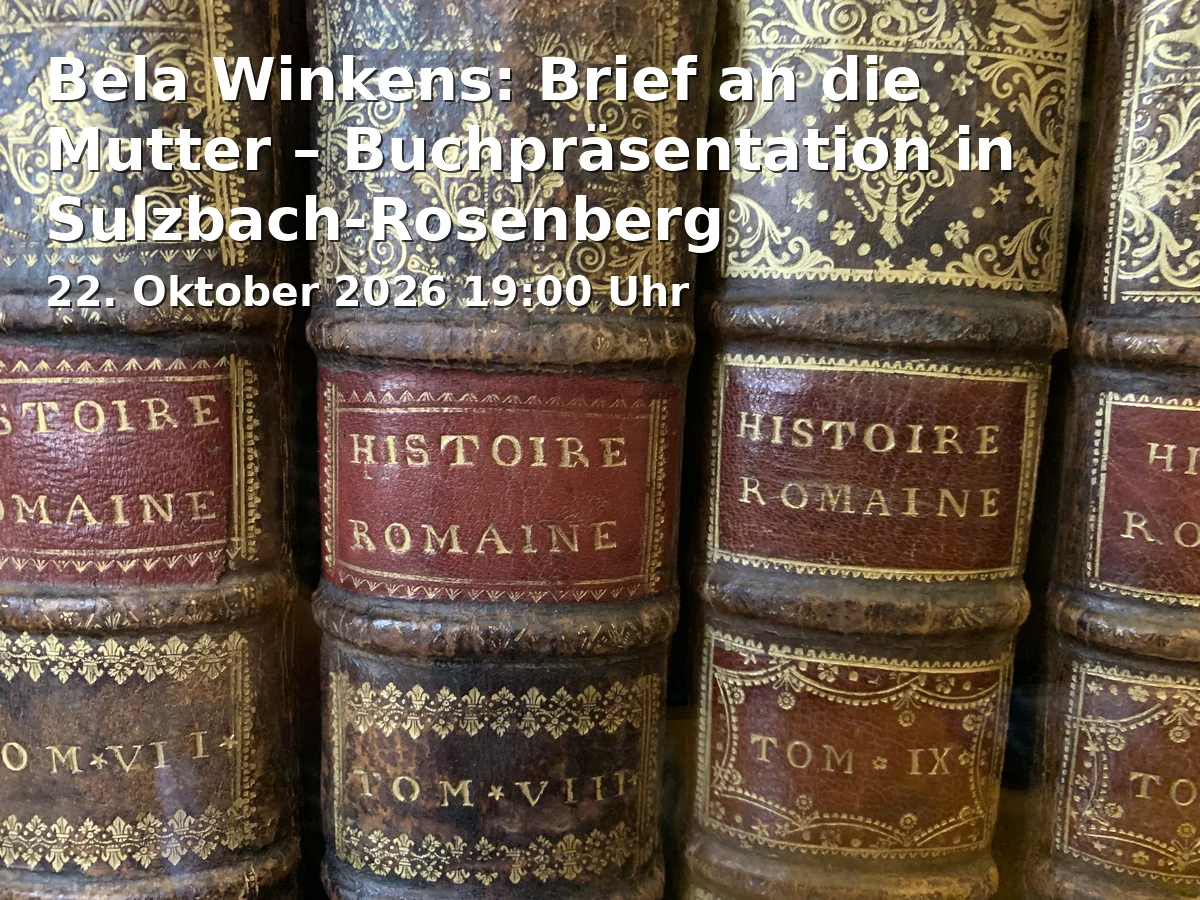 Event: Bela Winkens: Letter to the Mother – Book Presentation in Sulzbach-Rosenberg