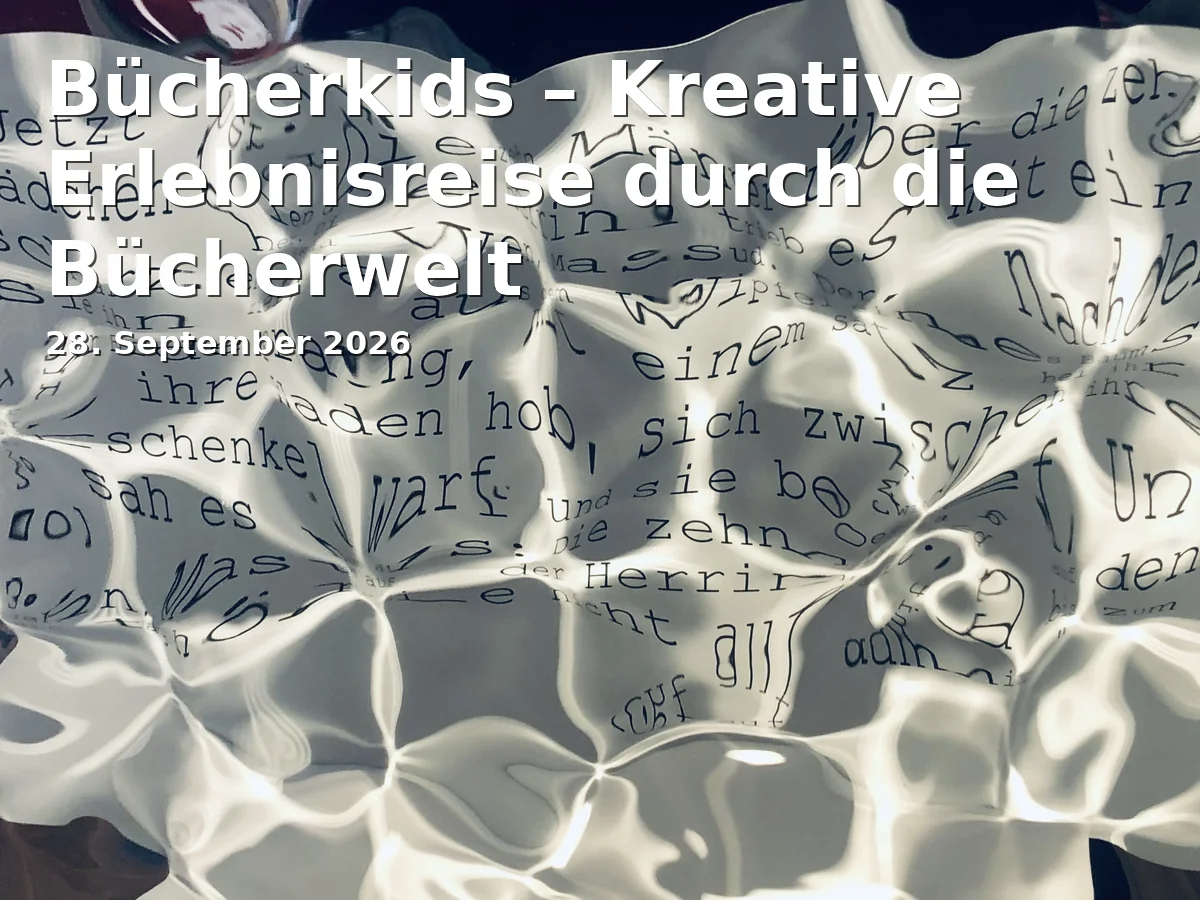 Event: Bücherkids – Kreative Erlebnisreise durch die Bücherwelt in Stadtteilbücherei Südwest, Musterstraße 10, 85049 Ingolstadt on 28. September 2026