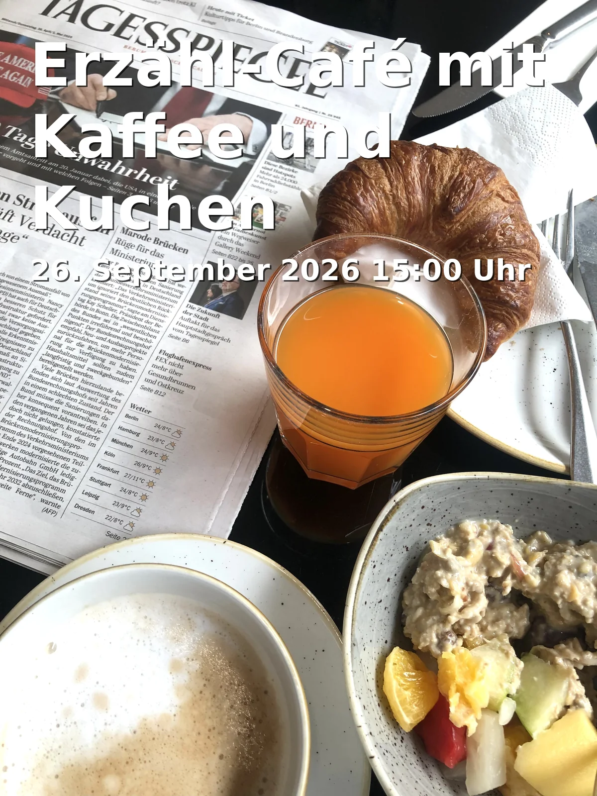 Event: Erzähl-Café mit Kaffee und Kuchen in kleiner Saal Versöhnungskirche, Eisenacher Weg 1, 87700 Memmingen on 26. September 2026