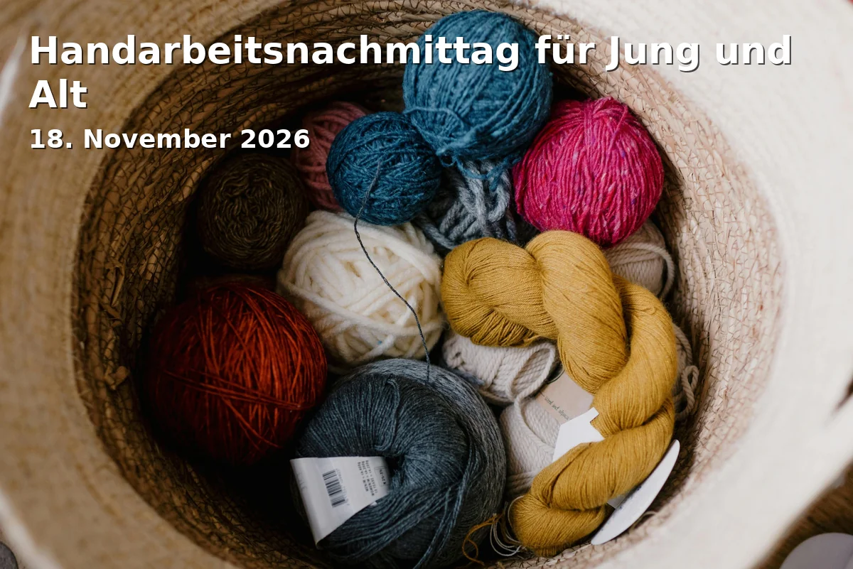 Event: Handarbeitsnachmittag für Jung und Alt in Stadtteilbücherei Süd, Dr.-Gessler-Straße 47, 93051 Regensburg on 18. November 2026