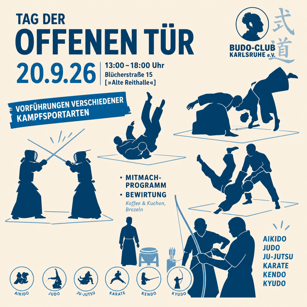 Event: Tag der offenen Tür beim Budo-Club Karlsruhe e.V. in Blücherstraße 15, 76185 Karlsruhe on 20. September 2026