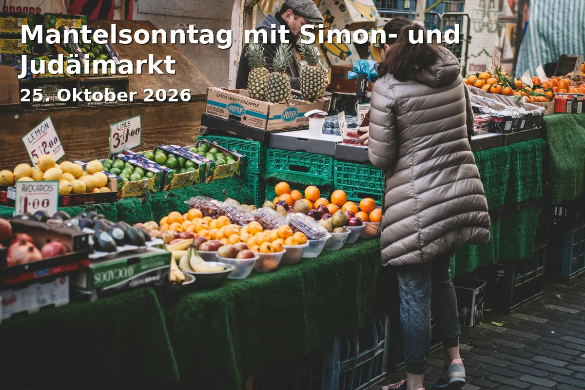Event: Mantelsonntag mit Simon- und Judäimarkt in Rosenheimer Innenstadt, Max-Josefs-Platz, 83022 Rosenheim on 25. Oktober 2026