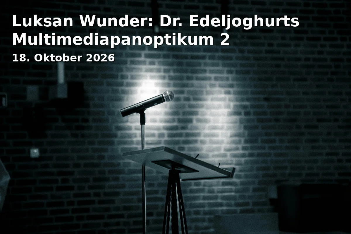 Event: Luksan Wunder: Dr. Edeljoghurts Multimediapanoptikum 2 in Kassa Jena, Knebelstraße 3, 07743 Jena on 18. Oktober 2026