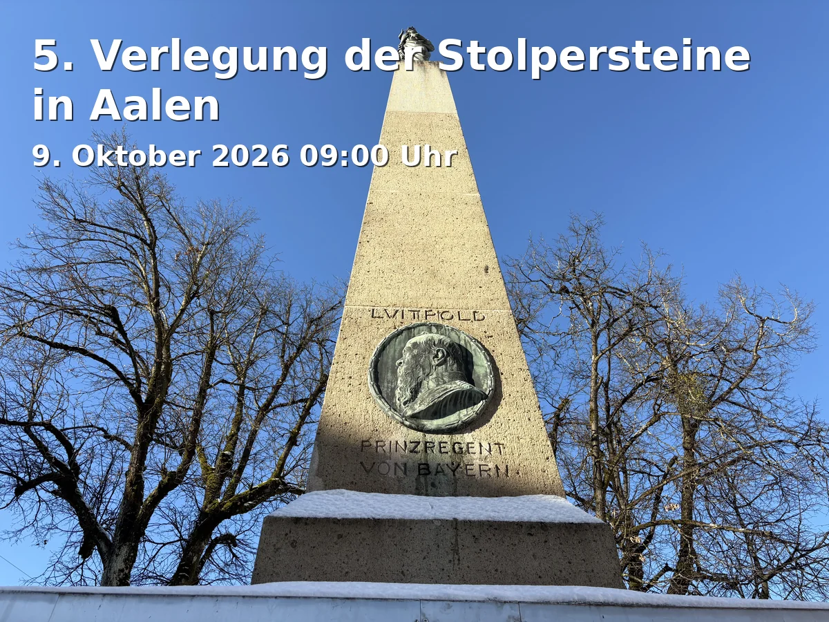 Event: 5th Laying of the Stolpersteine in Aalen