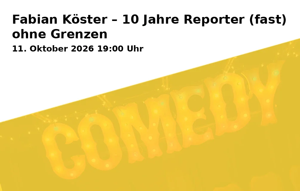 Event: Fabian Köster – 10 Jahre Reporter (fast) ohne Grenzen in Sheddachhalle Sartorius Quartier, Annastraße 29, 37075 Göttingen on 11. Oktober 2026