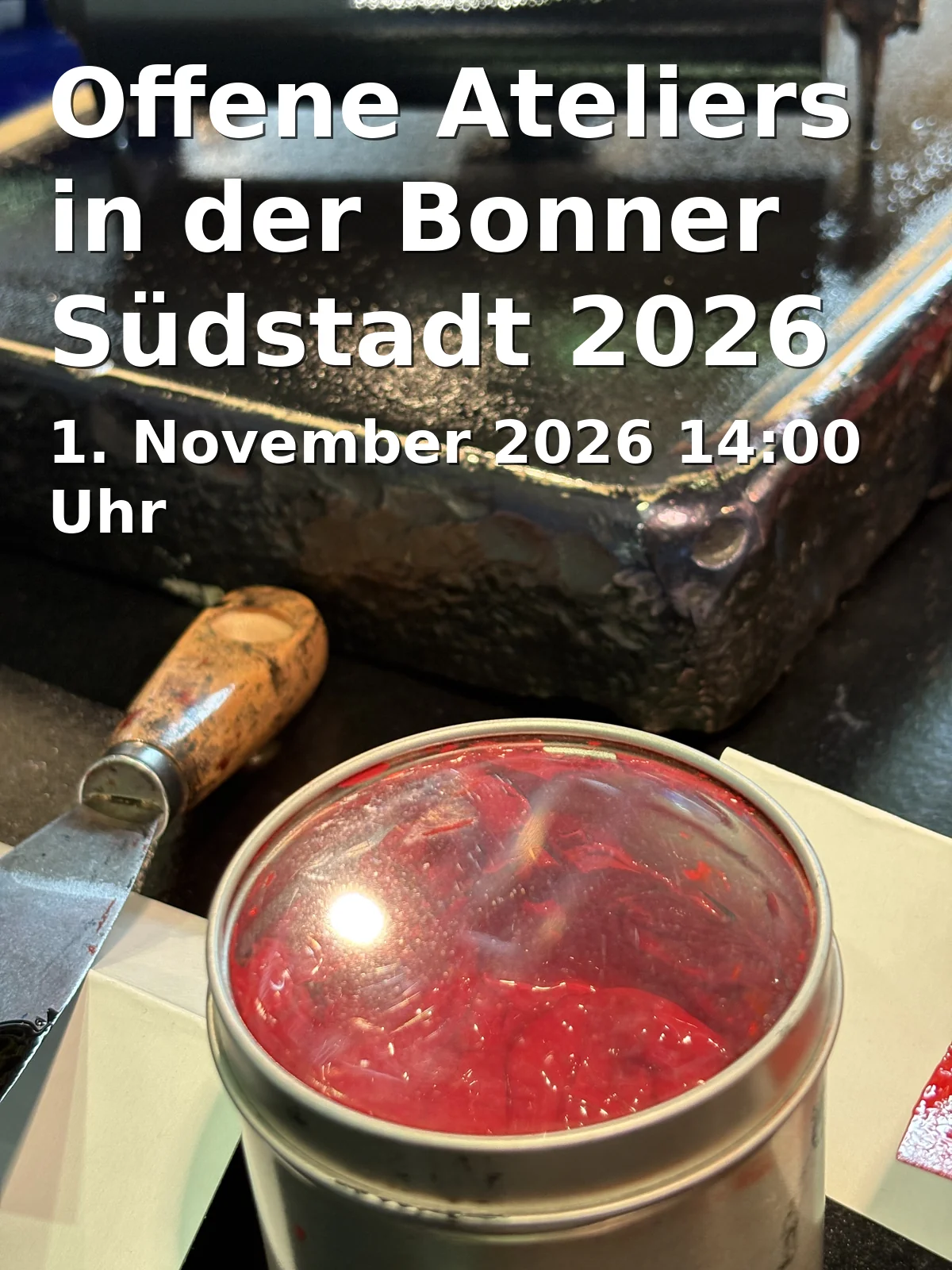 Event: Offene Ateliers in der Bonner Südstadt 2026 in Ateliers in der Bonner Südstadt, 53113 Bonn on 1. November 2026