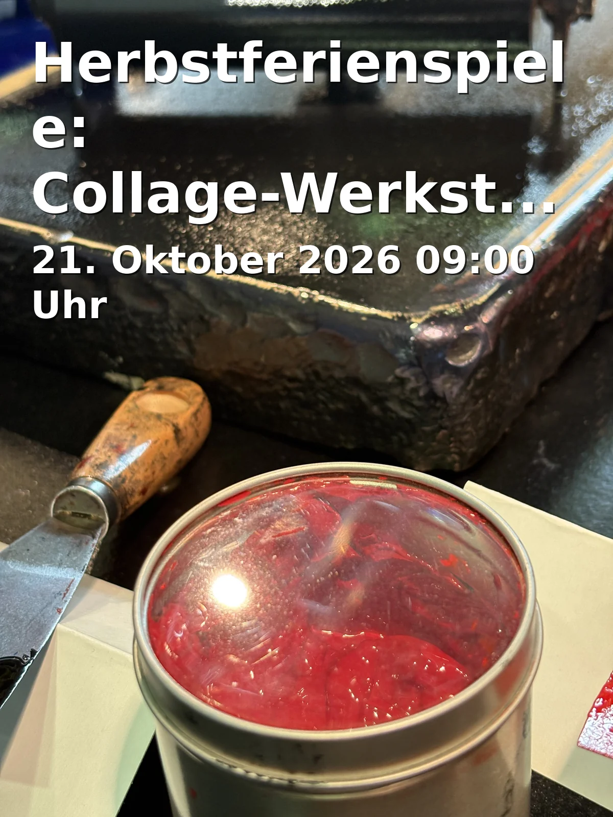 Event: Herbstferienspiele: Collage-Werkstatt – Mixed Media entdecken in Museum Peter August Böckstiegel, Schloßstraße 109/111, 33824 Werther (Westf.) on 21. Oktober 2026
