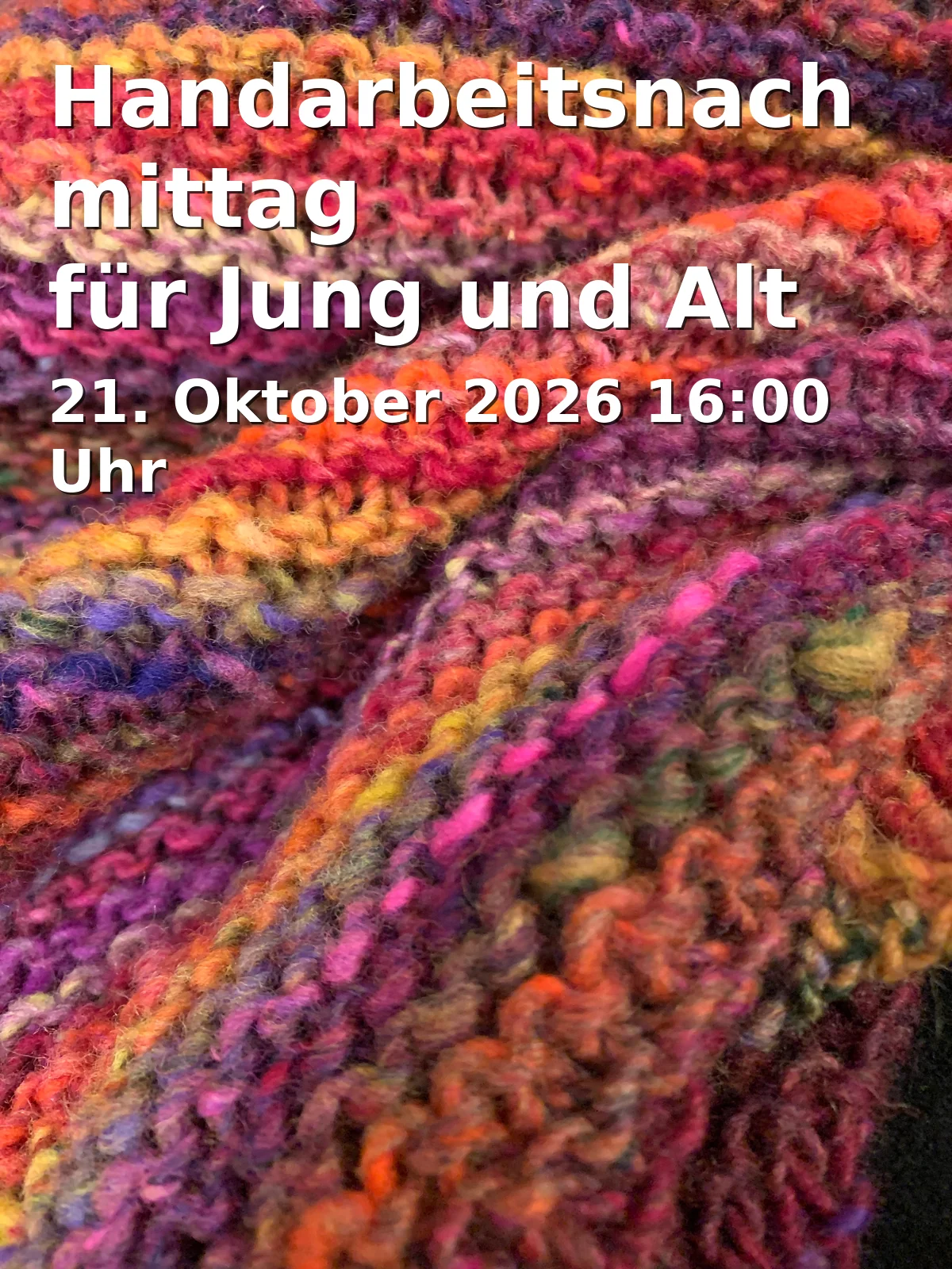 Event: Handarbeitsnachmittag für Jung und Alt in Stadtteilbücherei Süd, Dr.-Gessler-Straße 47 (KÖWE-Center), 93051 Regensburg on 21. Oktober 2026