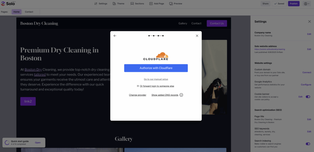 DNS provider login screen showing Cloudflare authentication