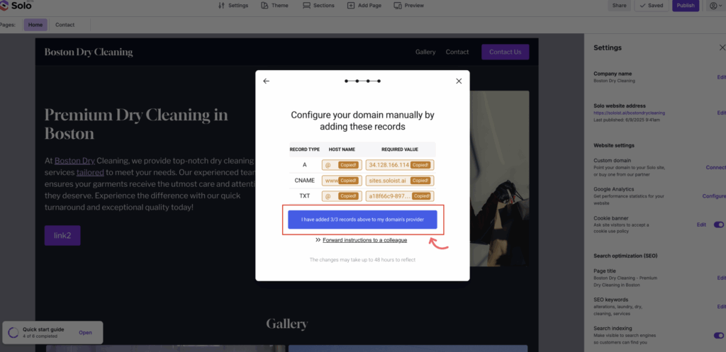 I have copied records button showing progress tracker