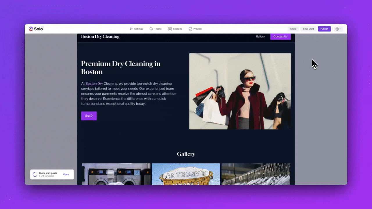 Animated walkthrough showing how to add products using the Services section