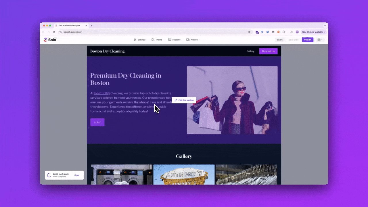 Animated walkthrough showing how to upload custom browser icon