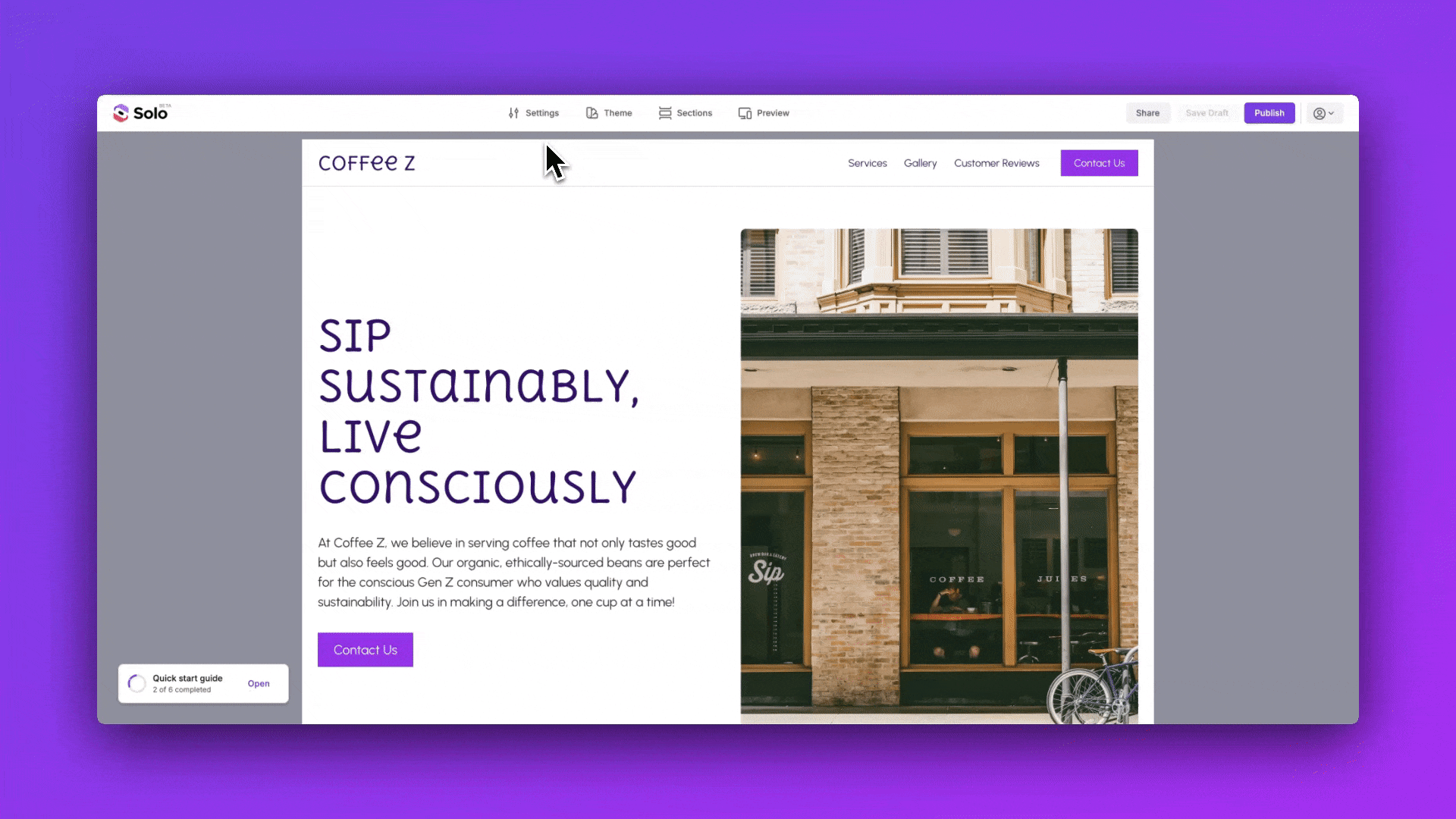 Animated walkthrough showing how to delete your website