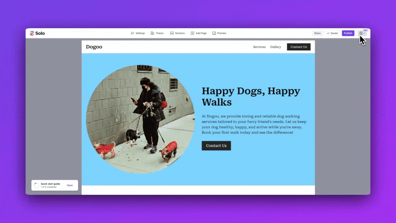 Animated walkthrough showing how to cancel Solo Pro subscription