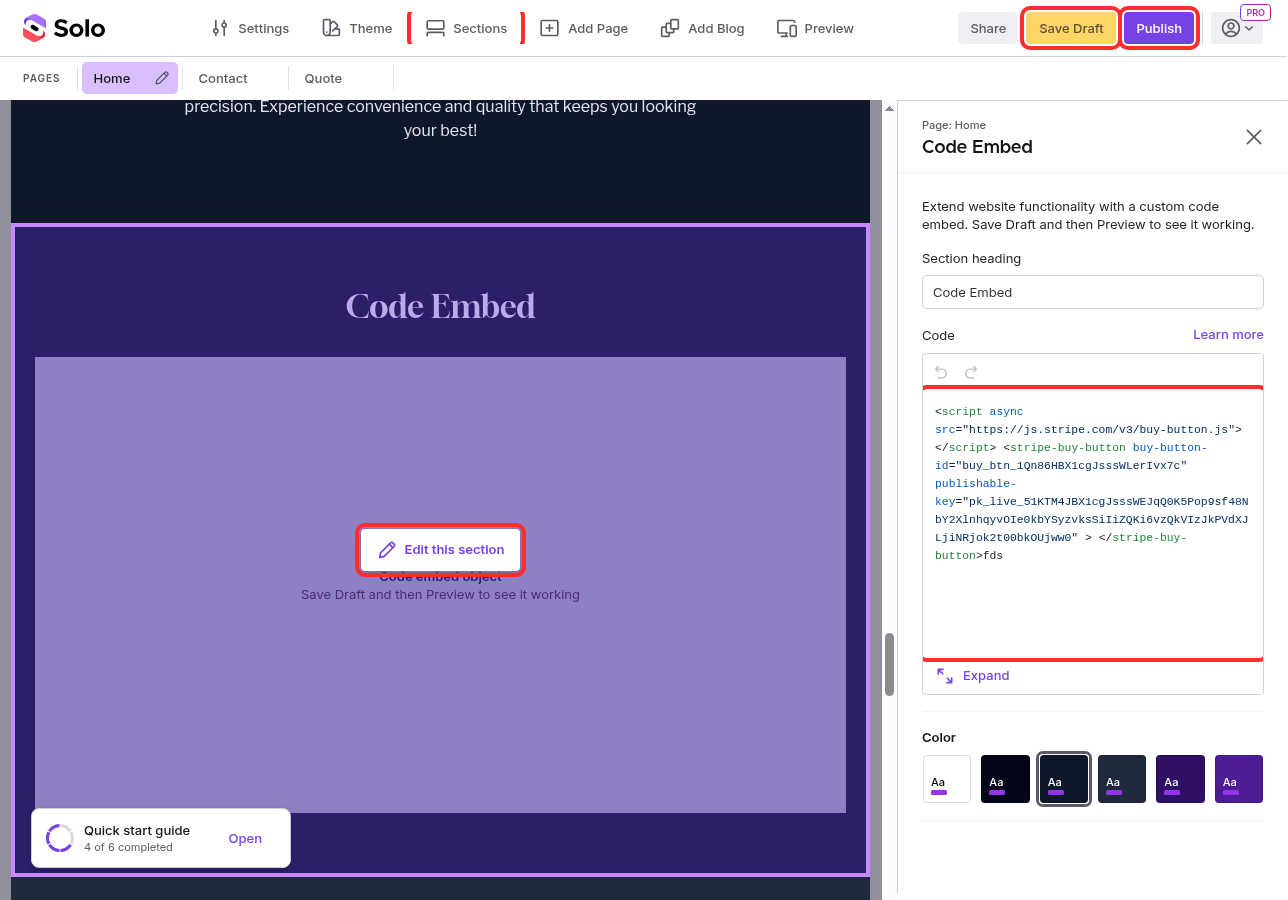 The Publish button highlighted in the top toolbar