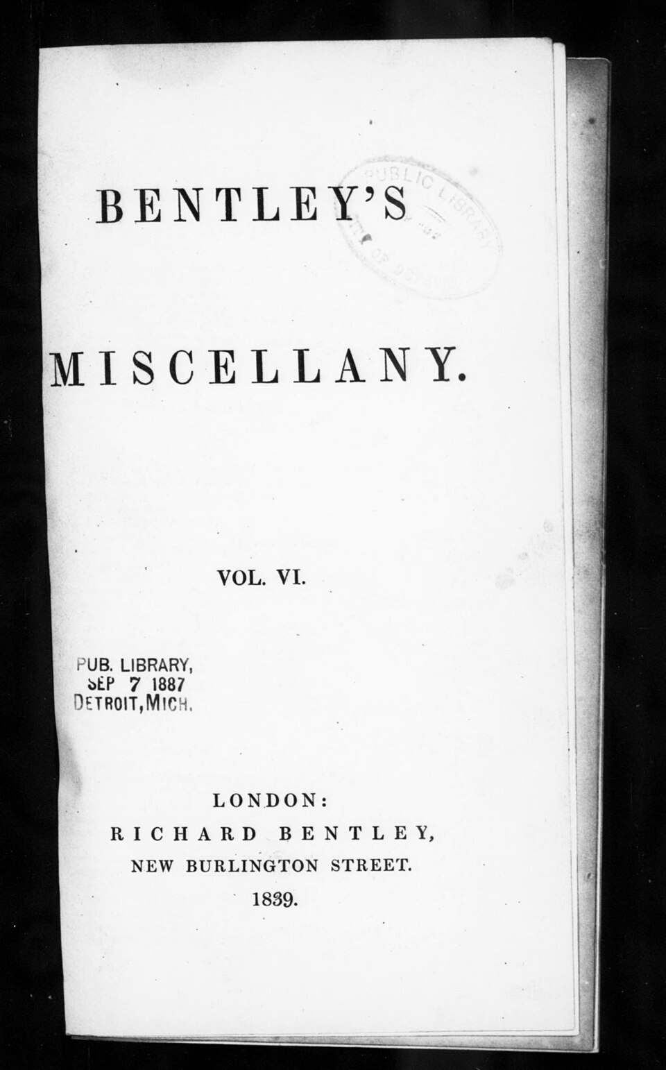 Bentley's Miscellany, Vol. VI