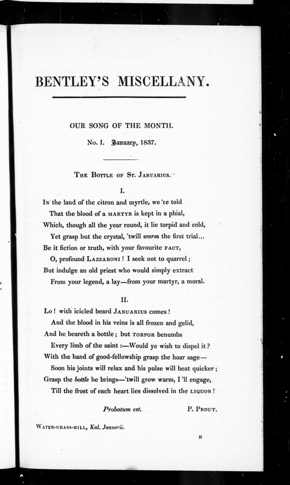 Bentley's Miscellany, Vol. I, No. 1