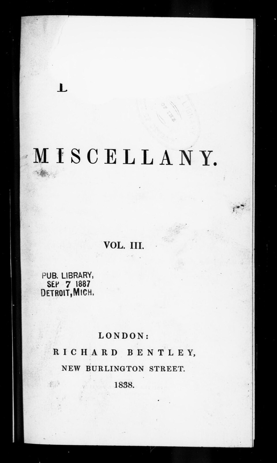 Bentley's Miscellany, Vol. III