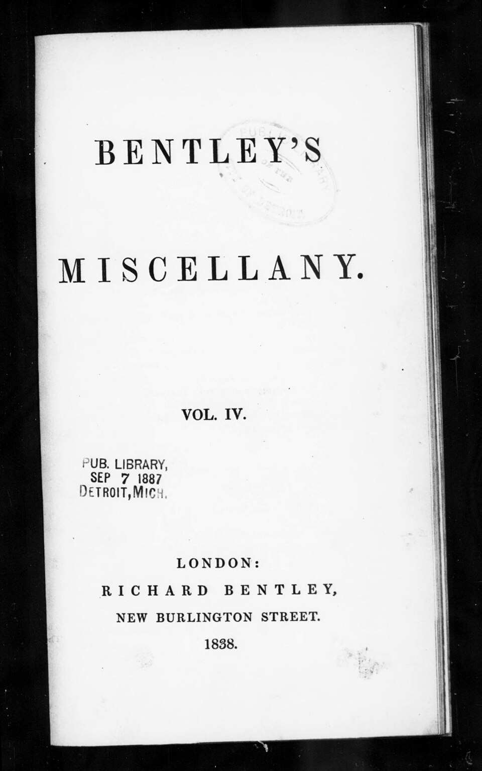 Bentley's Miscellany, Vol. IV