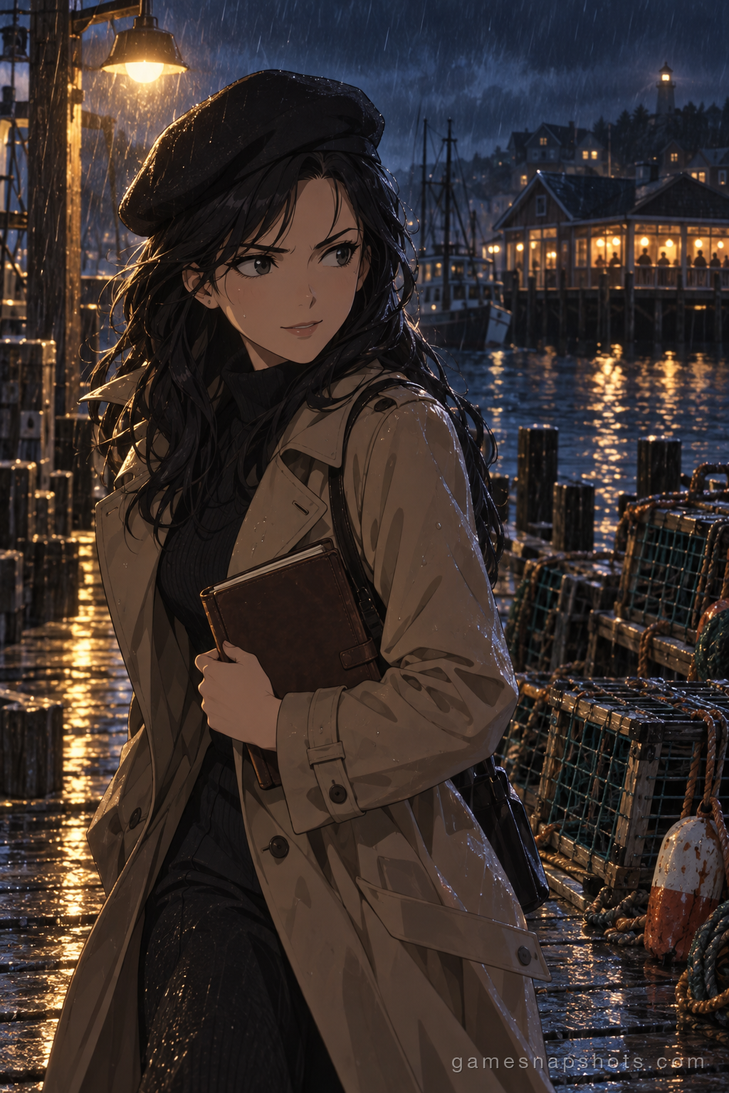 Reporter on the Rainy Pier