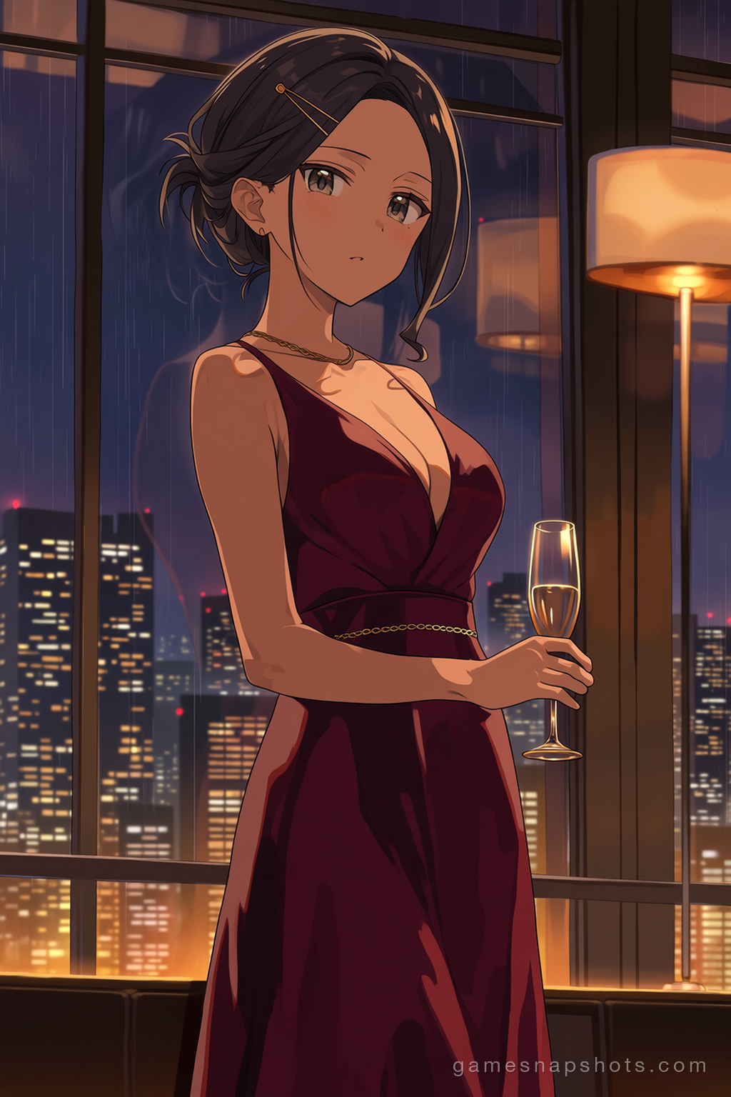 高樓層的紅禮服