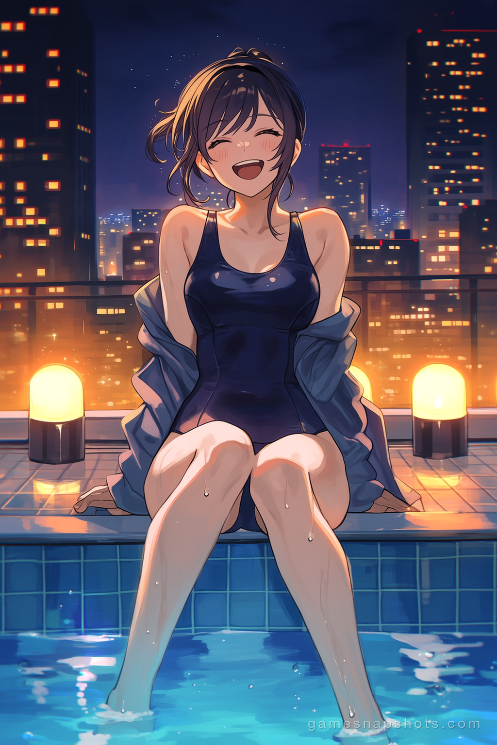 頂樓泳池的夜