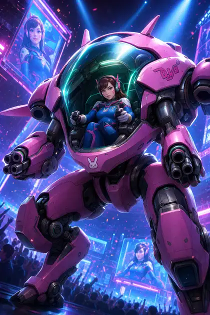 D.Va — Mech in the Neon Arena — Overwatch 2