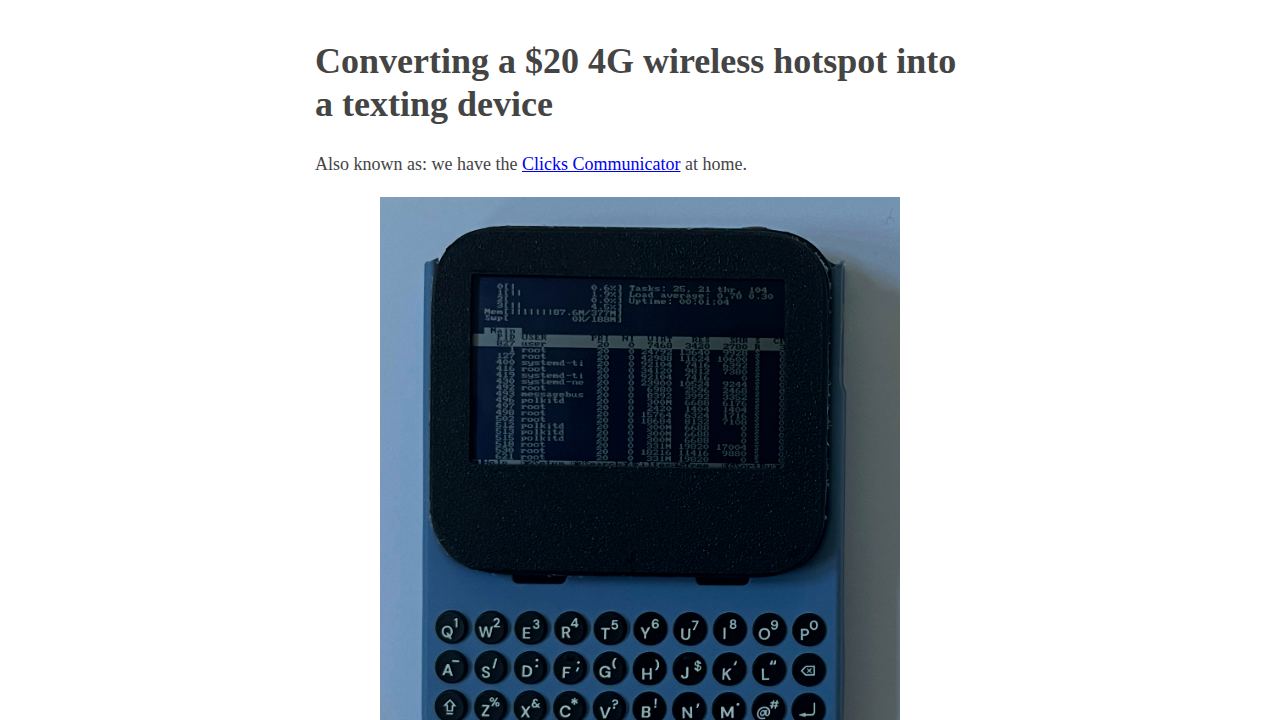 Converting a $20 4G wireless hotspot into a texting device 1