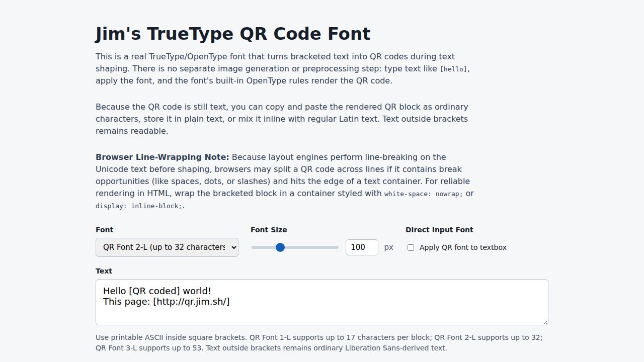 QR code renderer in a TrueType font 1