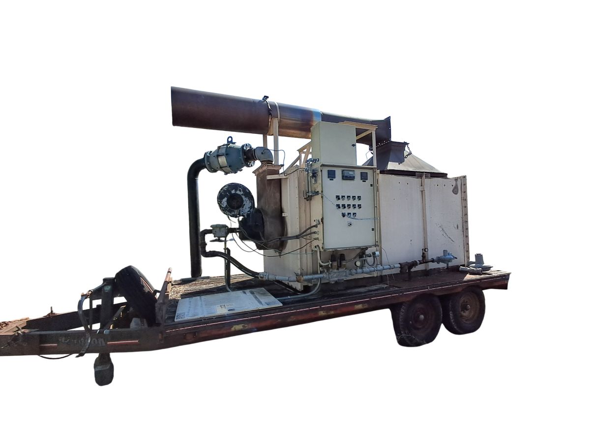2000CFM Thermal Oxidizer on 6.4 x 18 tri-axle trailer - Oxidizer rental equipment - This is a trailer mounted thermal oxidizer that is ideal for Thermal Destruction of VOCs from Process or Soil Vapor Extraction Systems. This unit has been deployed on many projects through the years and provided effective treatment at higher flowrates. Interfacing with the existing control panel is simplistic. Ideal for response projects.