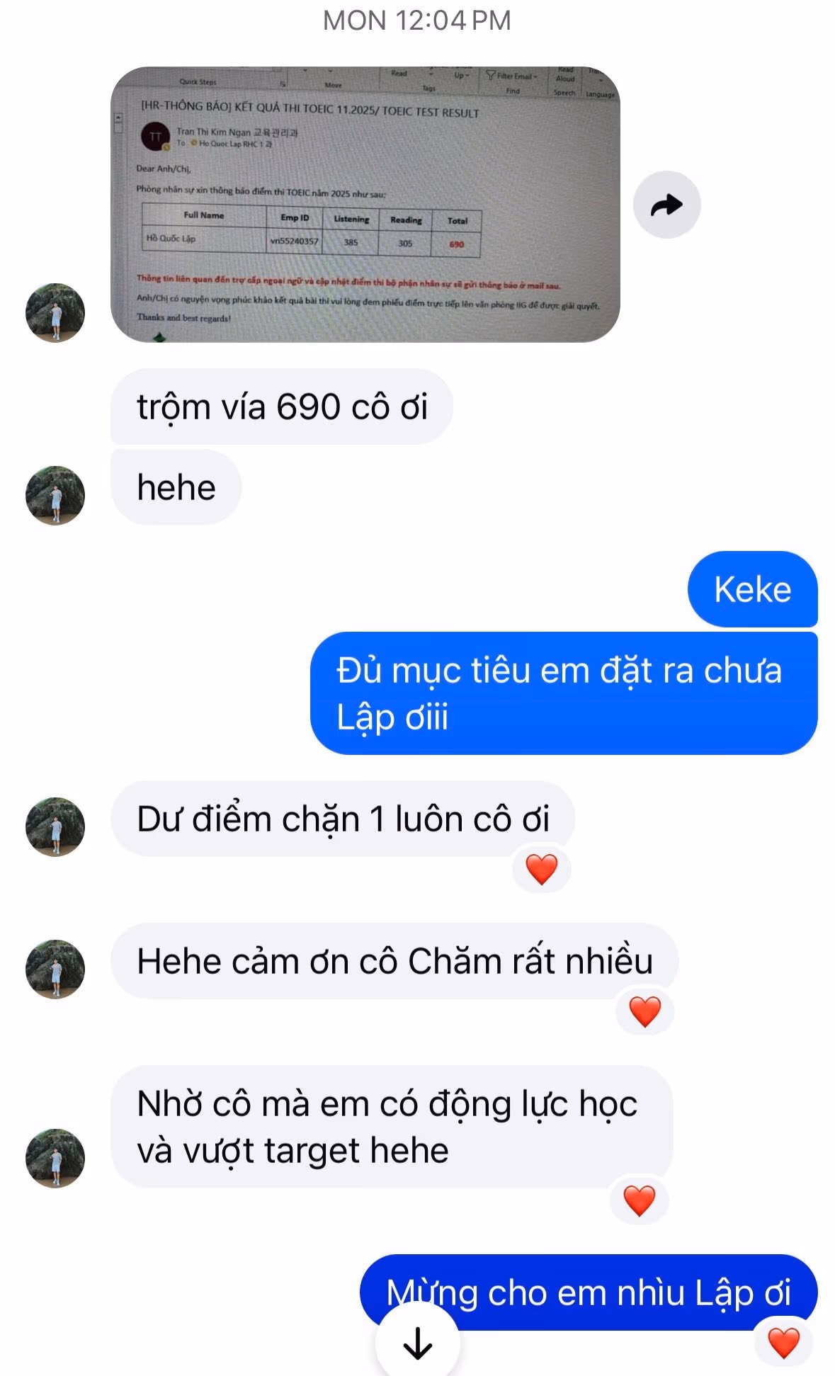 QUỐC LẬP score certificate