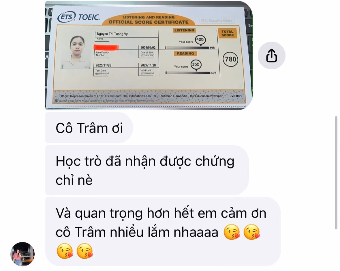 TƯỜNG VY score certificate
