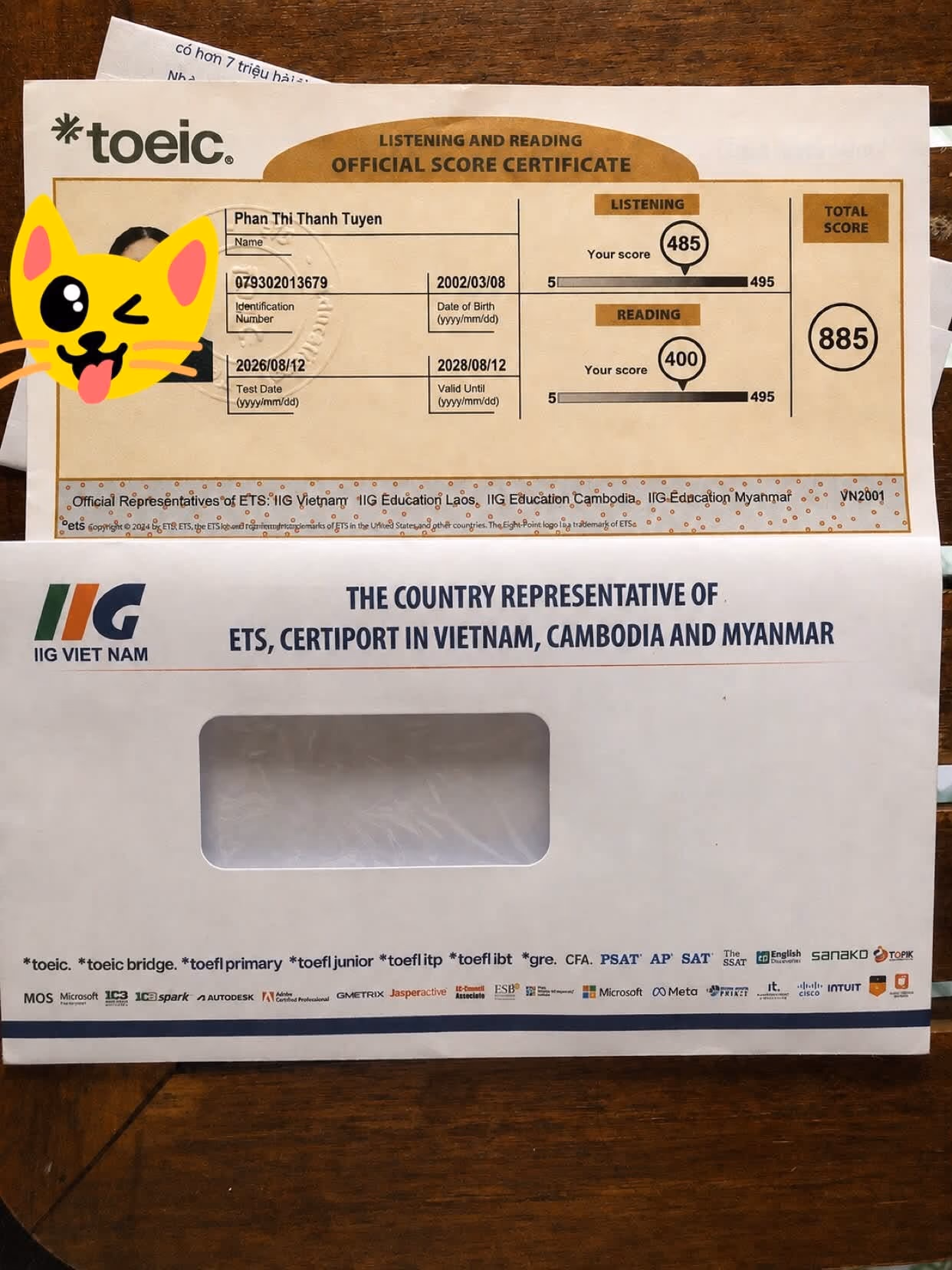 PHAN THỊ THANH TUYỀN score certificate
