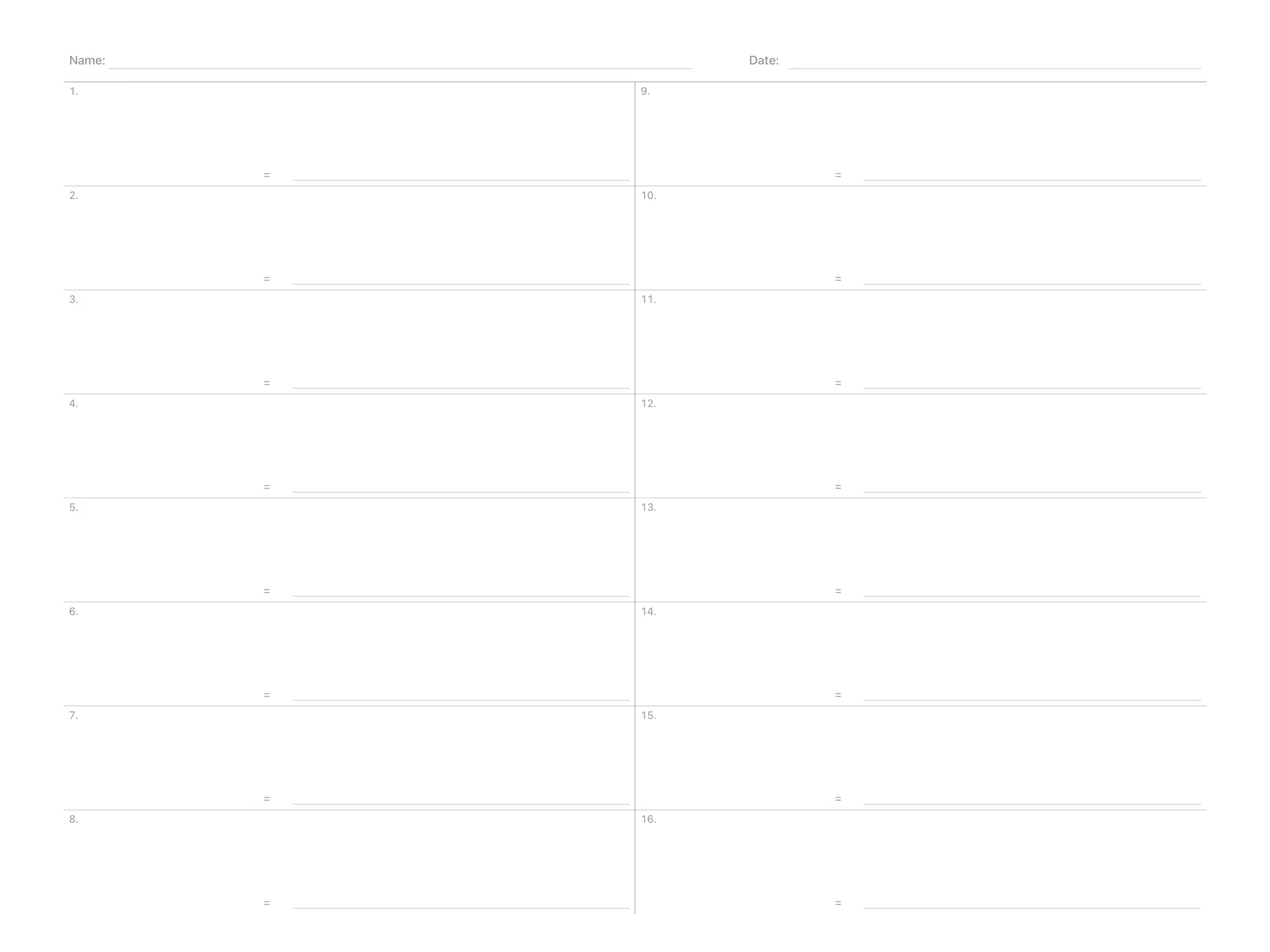 Math Worksheet