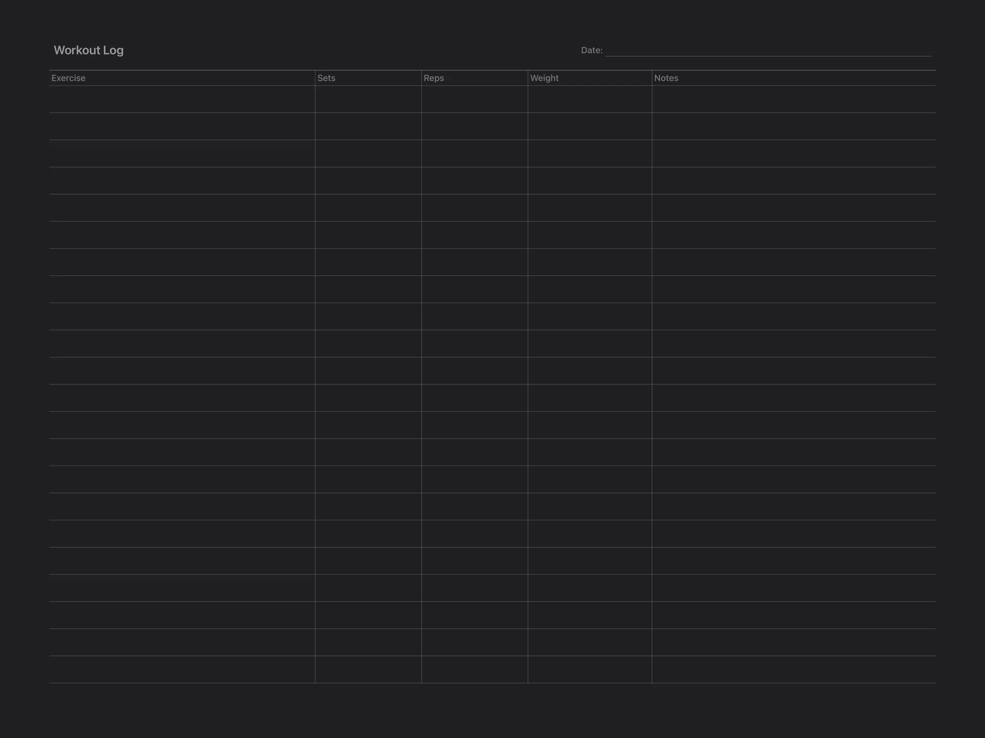 Workout Log (screenshot 2)