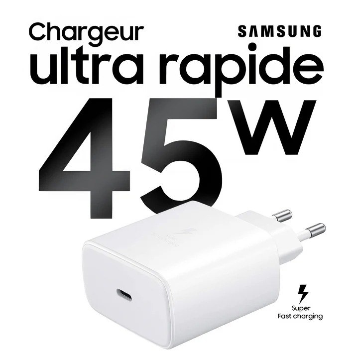 Adaptateur Samsung USB-C 45W Ultra Rapide est dispoible chez MTS+Tunisie