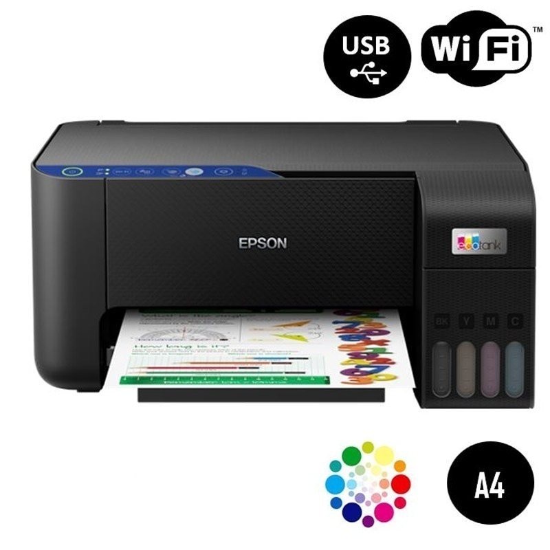 Imprimante Epson EcoTank L3251 Multifonction 3en1 à Réservoir Intégré Couleur A4 Wifi est disponible chez MTS+Tunisie.