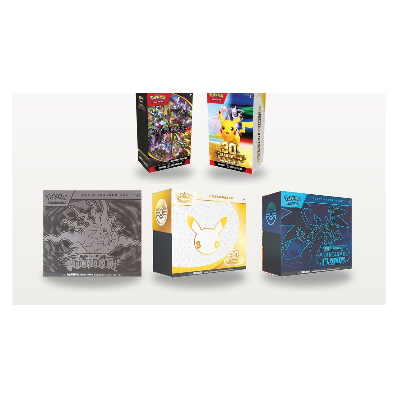 Pokémon TCG 5-Box Combo — 30th Celebration + Pitch Black + Phantasmal Flames thumbnail 1