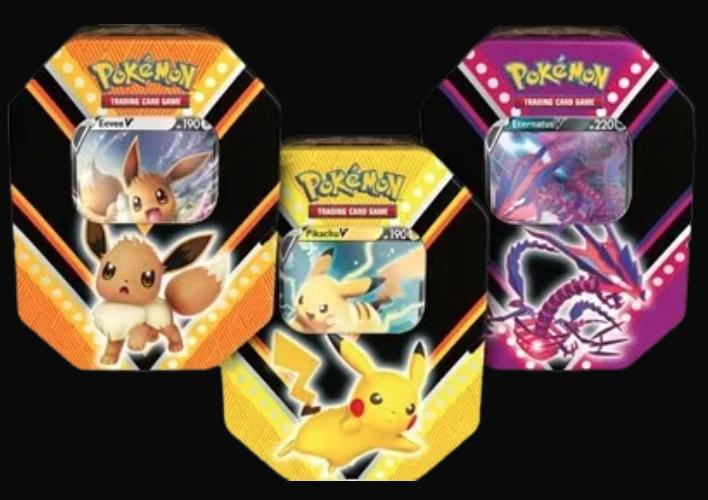 Pokémon V Powers Tin Set - Eevee V, Pikachu V & Eternatus V