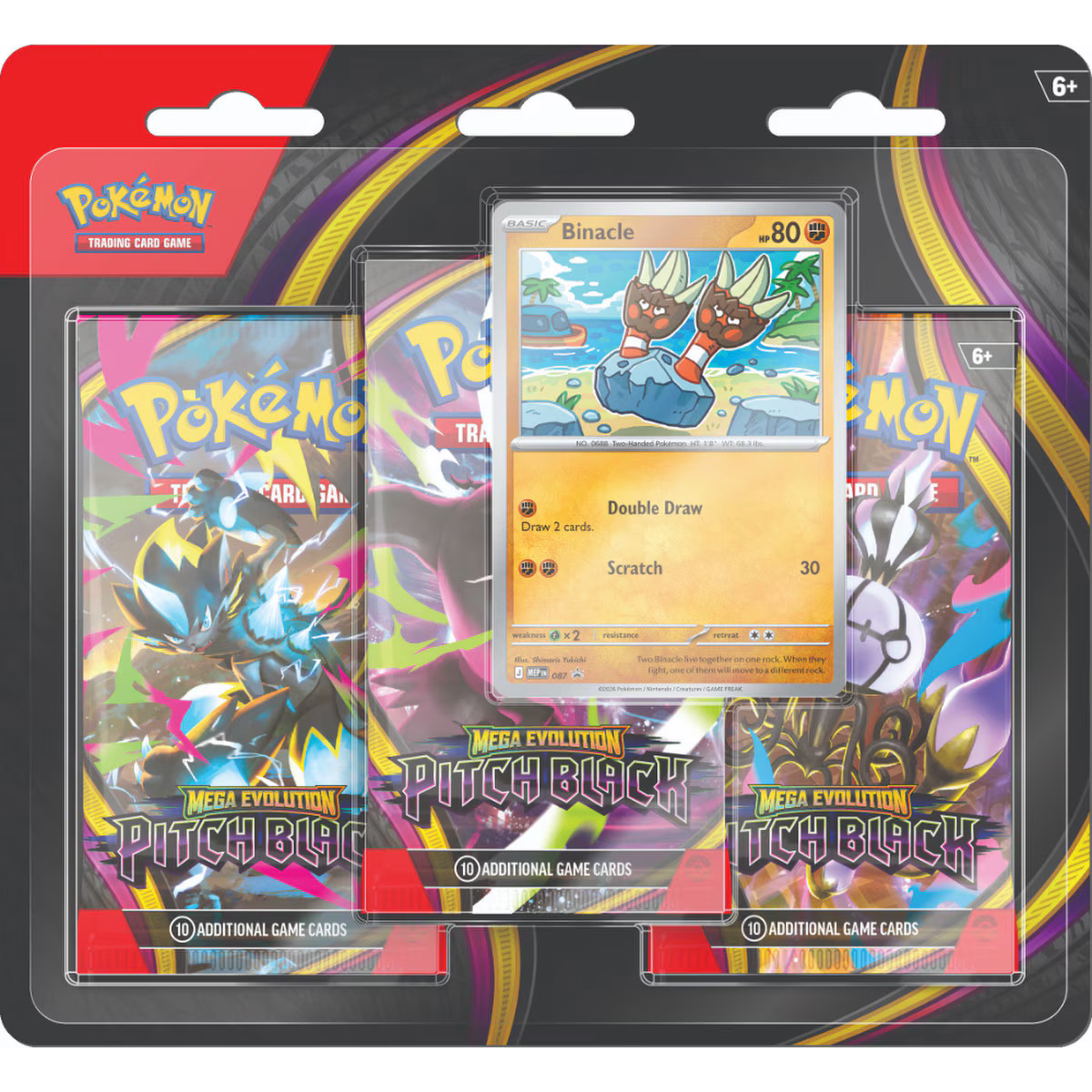 Pokémon TCG: Mega Evolution — Pitch Black 3-Pack Blister (Binacle Promo) thumbnail 1