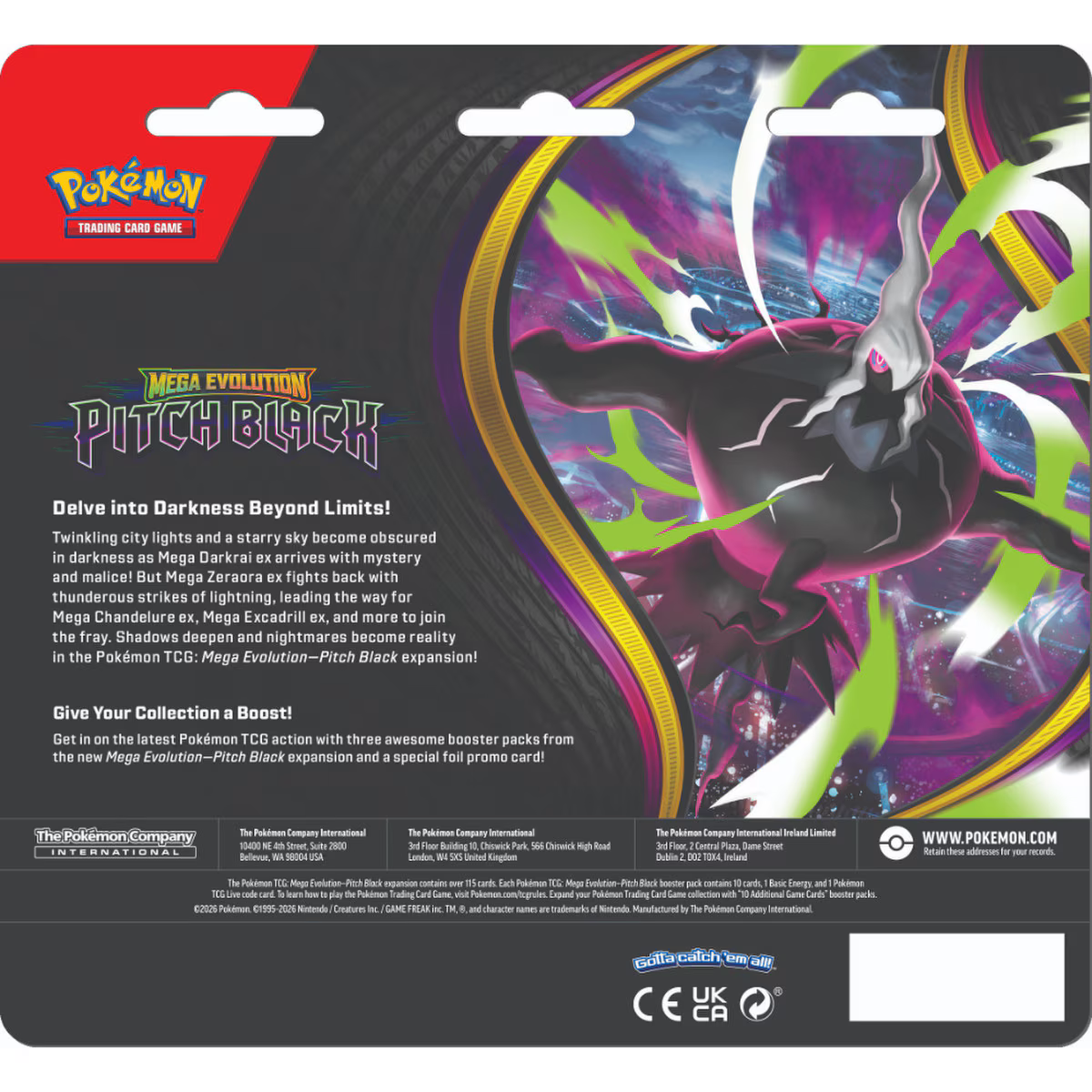 Pokémon TCG: Mega Evolution — Pitch Black 3-Pack Blister (Binacle Promo) thumbnail 2