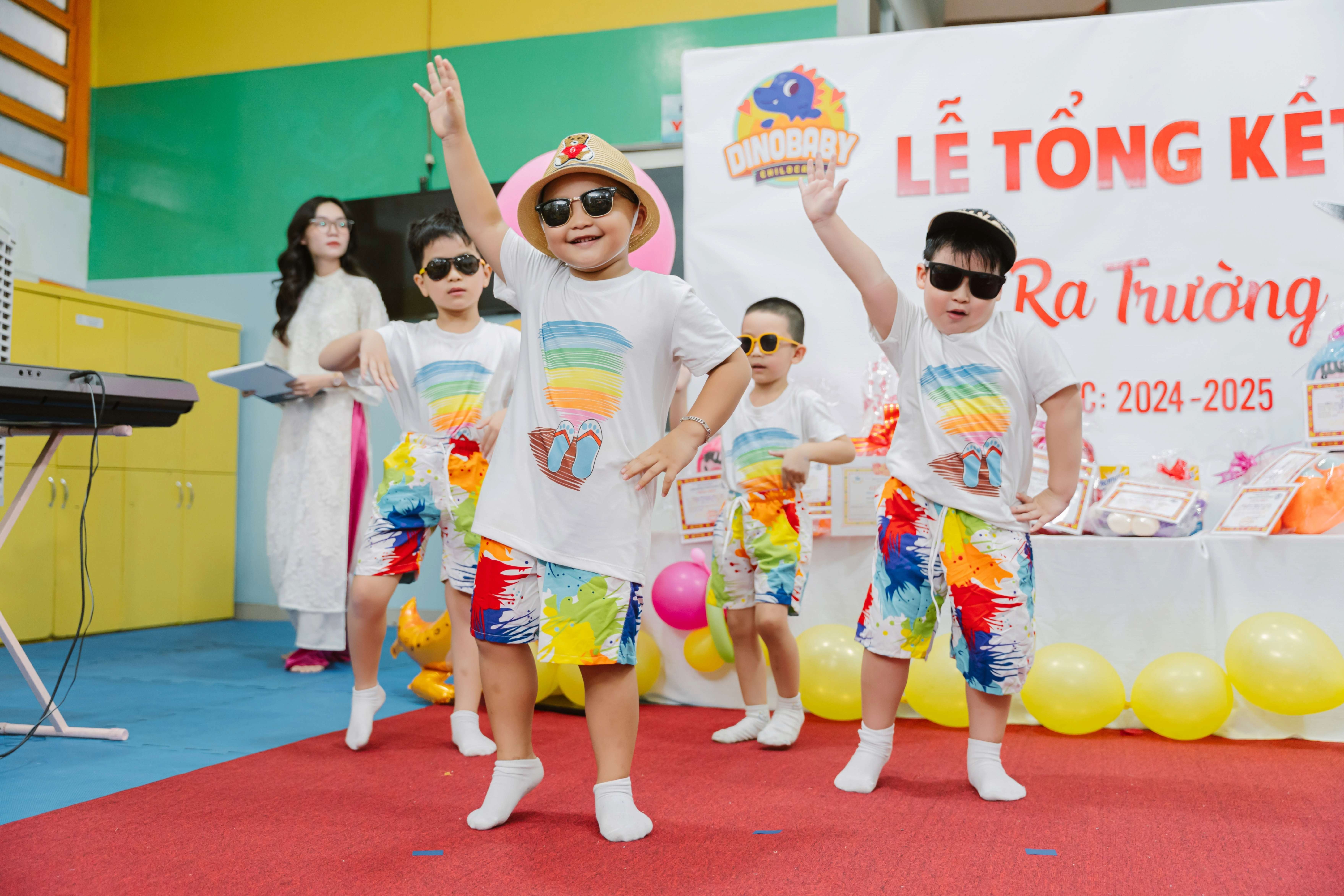 Children playing in a vibrant preschool environment