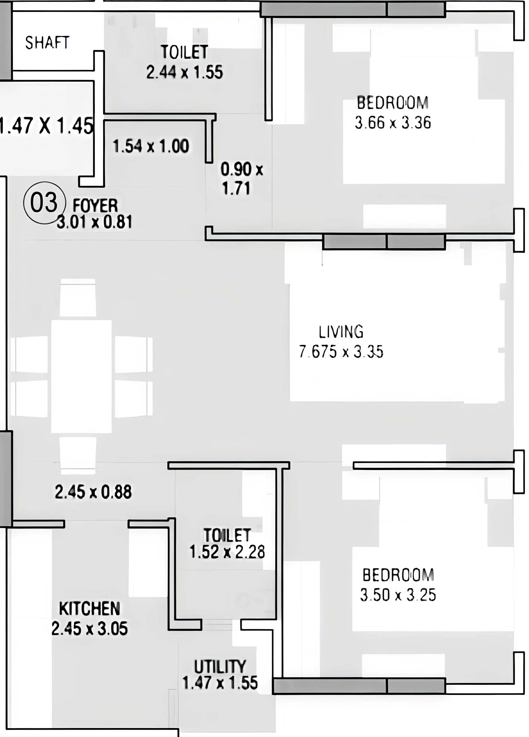 2 BHK floor plan of Adani Linkbay Residences