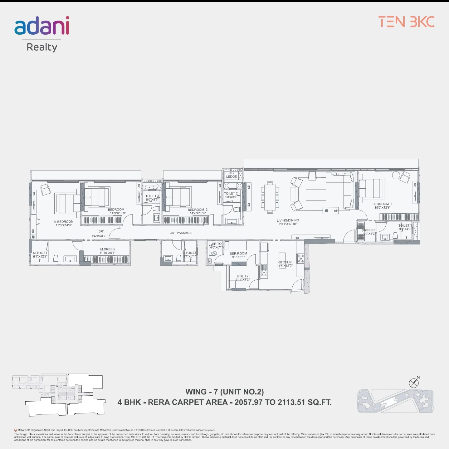 4 BHK floor plan of Adani TEN BKC