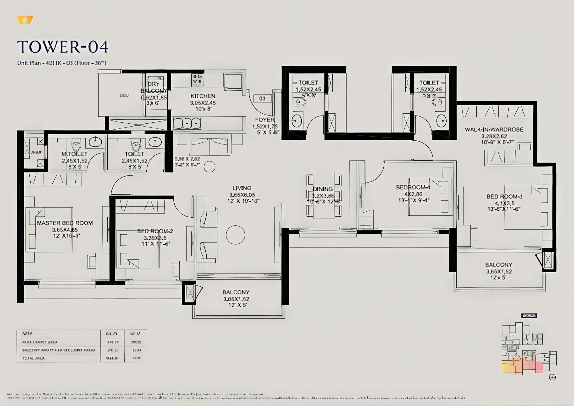 4 BHK floor plan of DLF The Westpark Phase 1